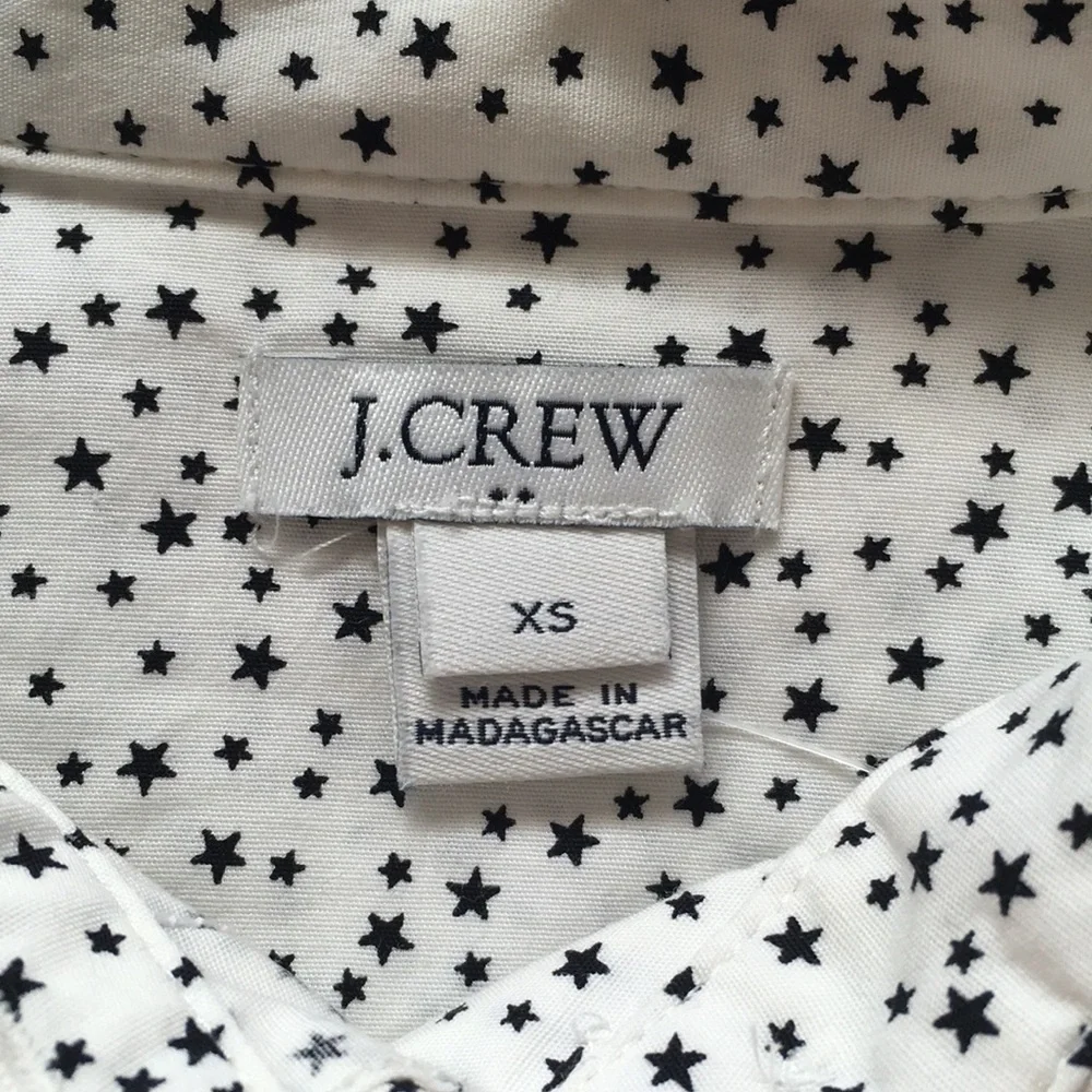 J. Crew Celestial Black White Micro Star Constellation Button Down Shirt XS